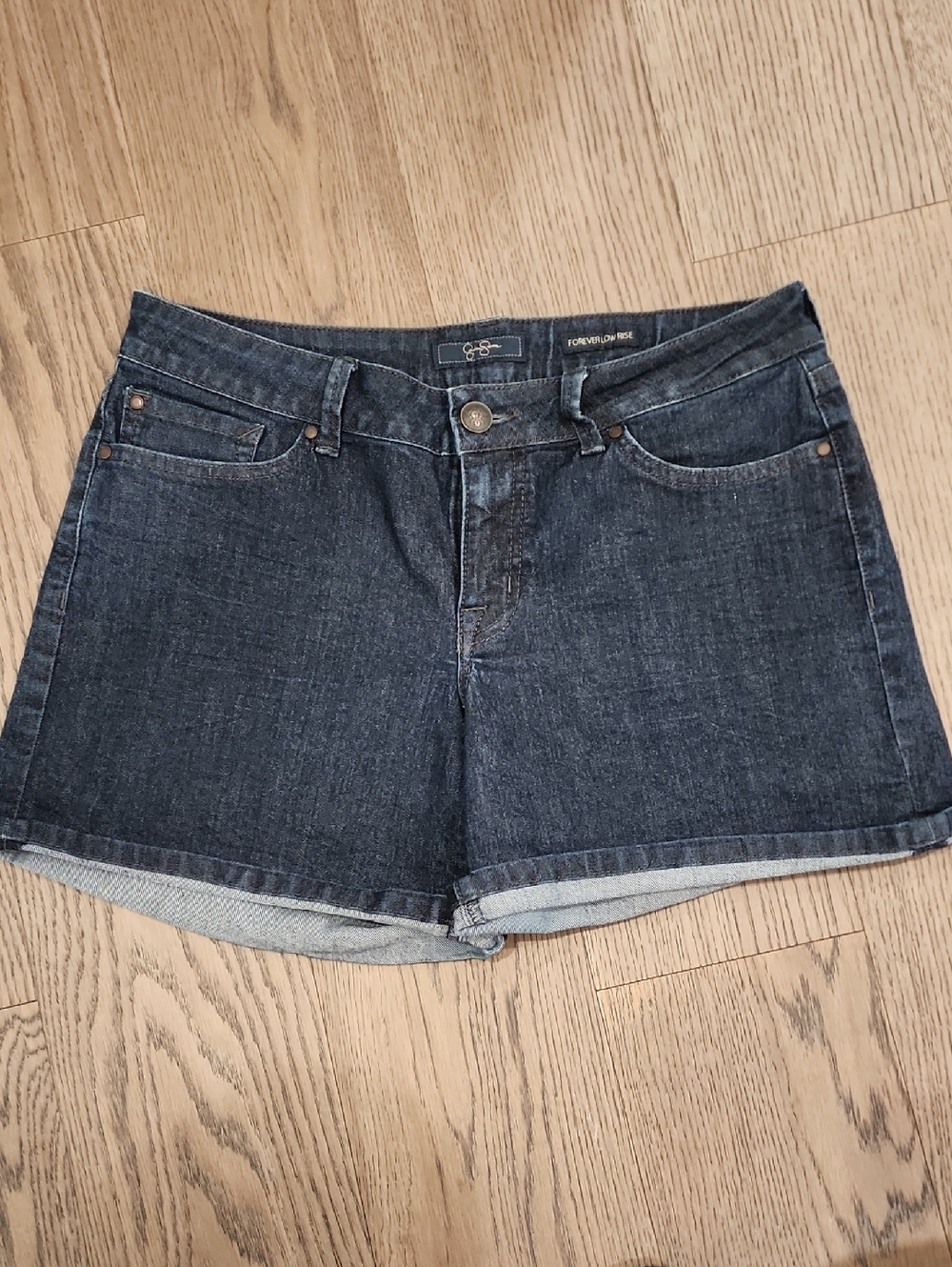 Jessica Simpson Dark Blue Denim Rolled-Hem Jean Shorts